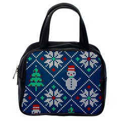 Knitted Christmas Pattern Classic Handbag (one Side) by Vaneshart