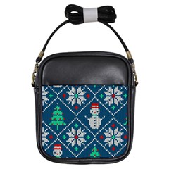 Knitted Christmas Pattern Girls Sling Bag