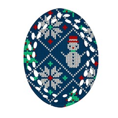 Knitted Christmas Pattern Oval Filigree Ornament (two Sides) by Vaneshart