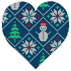 Knitted Christmas Pattern Wooden Puzzle Heart