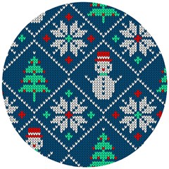 Knitted Christmas Pattern Wooden Puzzle Round