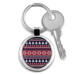 Beautiful Knitted Christmas Pattern Key Chain (round) by Vaneshart