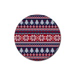 Beautiful Knitted Christmas Pattern Rubber Round Coaster (4 pack)  Front