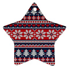 Beautiful Knitted Christmas Pattern Star Ornament (two Sides) by Vaneshart