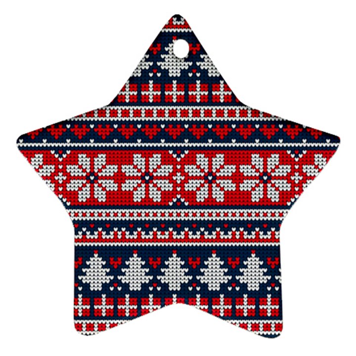 Beautiful Knitted Christmas Pattern Star Ornament (Two Sides)