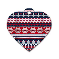 Beautiful Knitted Christmas Pattern Dog Tag Heart (two Sides) by Vaneshart