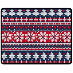 Beautiful Knitted Christmas Pattern Double Sided Fleece Blanket (medium)  by Vaneshart