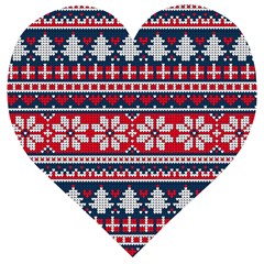 Beautiful Knitted Christmas Pattern Wooden Puzzle Heart