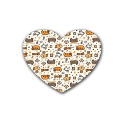 Animal Patterns Safari Rubber Coaster (heart)  by Vaneshart