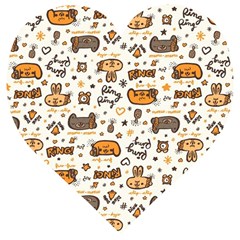 Animal Patterns Safari Wooden Puzzle Heart