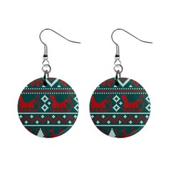 Beautiful Knitted Christmas Pattern Mini Button Earrings by Vaneshart