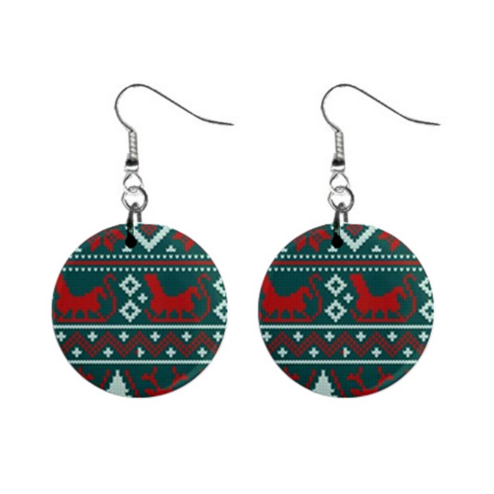 Beautiful Knitted Christmas Pattern Mini Button Earrings