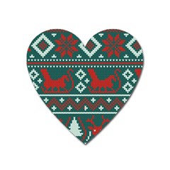 Beautiful Knitted Christmas Pattern Heart Magnet by Vaneshart