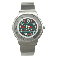 Beautiful Knitted Christmas Pattern Stainless Steel Watch by Vaneshart