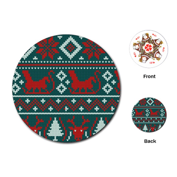 Beautiful Knitted Christmas Pattern Playing Cards Single Design (Round)