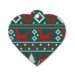 Beautiful Knitted Christmas Pattern Dog Tag Heart (One Side) Front