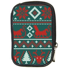 Beautiful Knitted Christmas Pattern Compact Camera Leather Case by Vaneshart