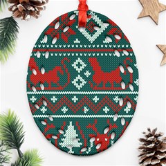 Beautiful Knitted Christmas Pattern Ornament (oval Filigree) by Vaneshart