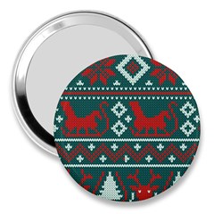 Beautiful Knitted Christmas Pattern 3  Handbag Mirrors by Vaneshart