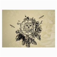 Owl On A Dreamcatcher Large Glasses Cloth by FantasyWorld7