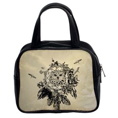 Owl On A Dreamcatcher Classic Handbag (two Sides) by FantasyWorld7