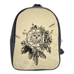 Owl On A Dreamcatcher School Bag (large) by FantasyWorld7