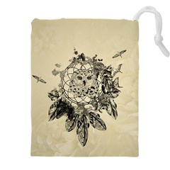 Owl On A Dreamcatcher Drawstring Pouch (5xl)