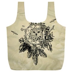 Owl On A Dreamcatcher Full Print Recycle Bag (xxl) by FantasyWorld7