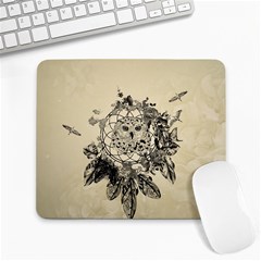 Owl On A Dreamcatcher Large Mousepads by FantasyWorld7