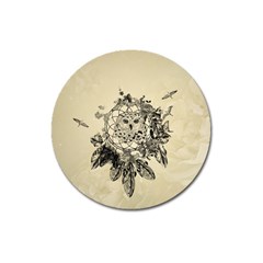 Owl On A Dreamcatcher Magnet 3  (round) by FantasyWorld7