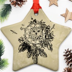 Owl On A Dreamcatcher Star Ornament (two Sides) by FantasyWorld7