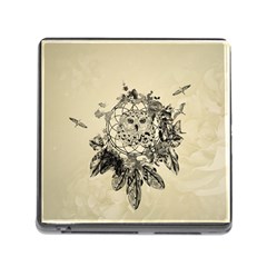 Owl On A Dreamcatcher Memory Card Reader (square 5 Slot) by FantasyWorld7