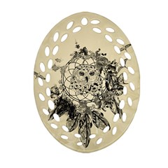 Owl On A Dreamcatcher Ornament (oval Filigree) by FantasyWorld7