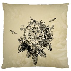 Owl On A Dreamcatcher Large Cushion Case (one Side) by FantasyWorld7