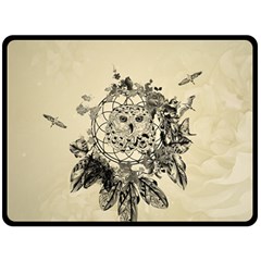 Owl On A Dreamcatcher Double Sided Fleece Blanket (large)  by FantasyWorld7