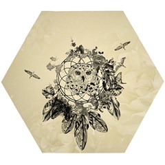 Owl On A Dreamcatcher Wooden Puzzle Hexagon by FantasyWorld7