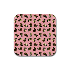 Daisy Pink Rubber Coaster (square)  by snowwhitegirl