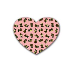 Daisy Pink Rubber Coaster (heart)  by snowwhitegirl