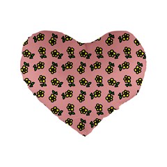 Daisy Pink Standard 16  Premium Flano Heart Shape Cushions