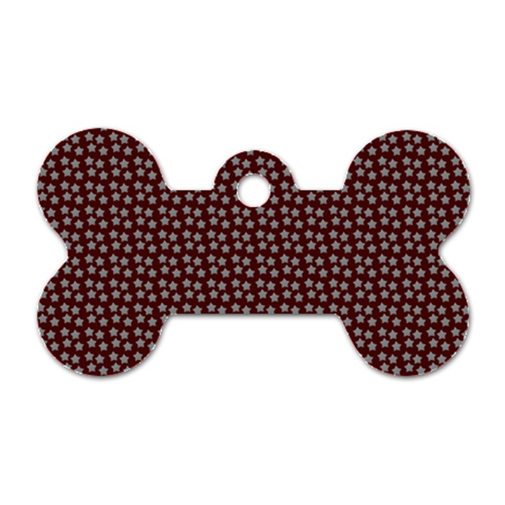 Grey Star Navy Burgundy Dog Tag Bone (One Side)