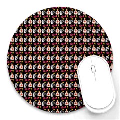 Valentine Girl Black Round Mousepads by snowwhitegirl