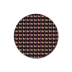 Valentine Girl Black Rubber Coaster (round)  by snowwhitegirl