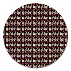 Valentine Girl Black Magnet 5  (round) by snowwhitegirl