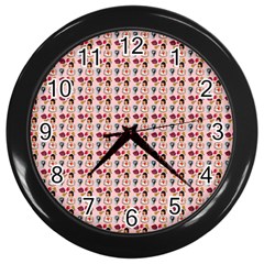 Valentine Girl Pink Wall Clock (black) by snowwhitegirl