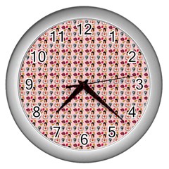 Valentine Girl Pink Wall Clock (silver) by snowwhitegirl