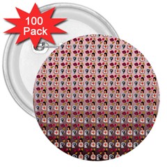 Valentine Girl Pink Ombre 3  Buttons (100 pack) 