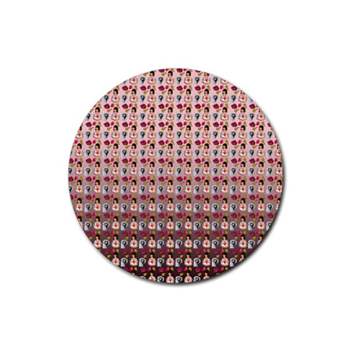 Valentine Girl Pink Ombre Rubber Coaster (Round) 