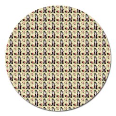 Chrix Pat Beige Magnet 5  (round) by snowwhitegirl