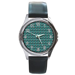 Chrix Pat Teal Round Metal Watch by snowwhitegirl