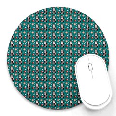 Chrix Pat Teal Round Mousepads by snowwhitegirl